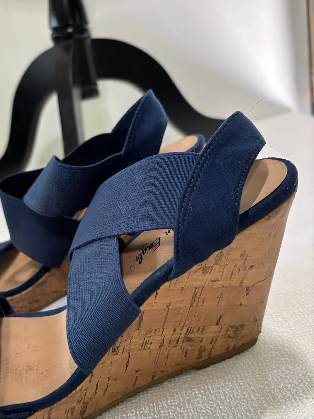 American Eagle Outfitters Navy Cork Wedge Sandals